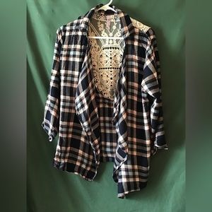Alya cardigan flannel shirt with lace